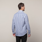 Button Up Shirt // Navy + Grey Plaid (M)
