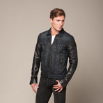 Rogue // Denim Jacket + Faux Leather Sleeves // Black (S)