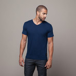 Basic Pima Cotton V-Neck // Blue (2XL)