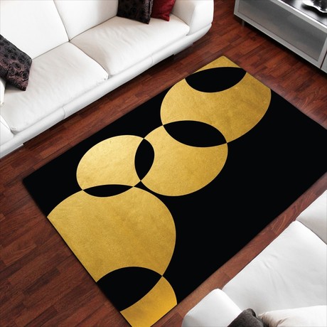 Orbital In Gold Dobby Rug