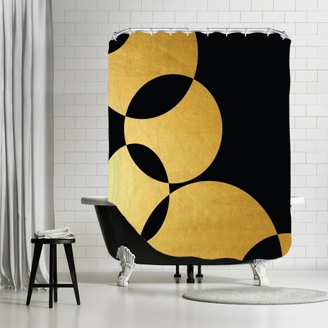 Orbital In Gold Shower Curtain