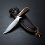 Antler Handled Hunting Knife (Leather Sheath)