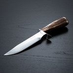 Antler Handled Hunting Knife (Leather Sheath)