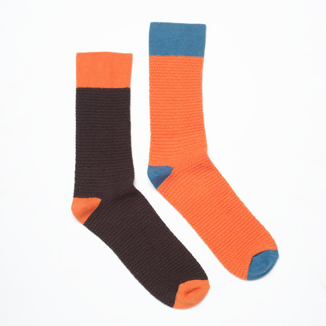 Colorblock Waffle // Crew Pack of 2 - PACT Socks - Touch of Modern
