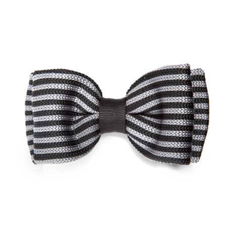 Black + Grey Stripe Knit Bow Tie