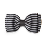 Black + Grey Stripe Knit Bow Tie