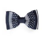 Navy + White Knit Bow Tie