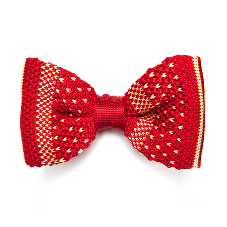 Knit Bow Tie // Red + Cream