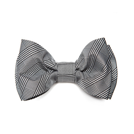 Black + White Cross Plaid Bow Tie
