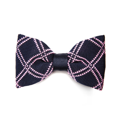 Cross Hatch Knit Bow Tie // Navy + Pink
