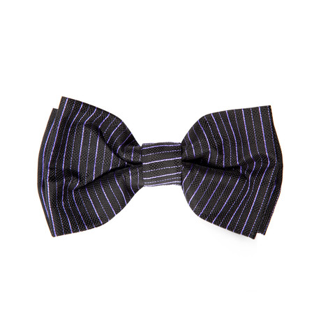 Black + Purple Pin Stripe Holiday Bow Tie