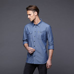 The Archibal Chambray Button Up // Blue (2XL)