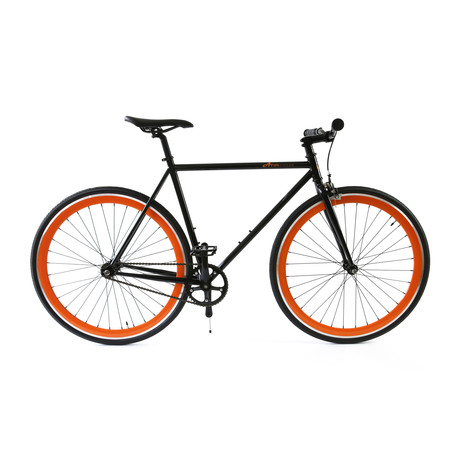 Atir Cycles // Premium Chromoly Single Speed // Black + Orange (Small 50 cm)