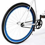 Atir Cycles // Premium Chromoly Single Speed // White + Blue (Small 50 cm)