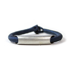 Vintage Silver Tube Silk Bracelet (Navy)