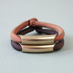 Deep Golden Tube Silk Bracelet (Dark Brown)