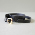 Belt Buckle Closure Leather Bracelet (Dark Brown)