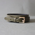 Belt Buckle Closure Leather Bracelet (Dark Brown)