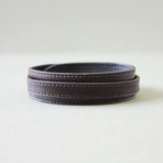 Belt Buckle Closure Leather Bracelet (Dark Brown)