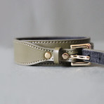 Belt Buckle Closure Leather Bracelet (Dark Brown)