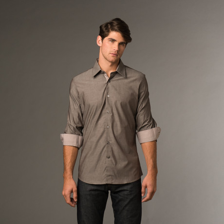 Slim Fit Button Up // Brown (S)