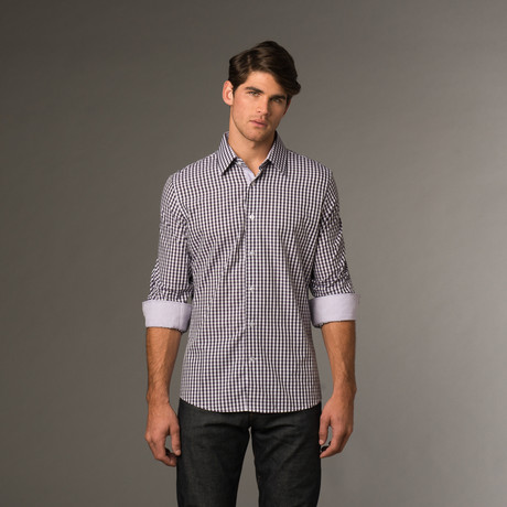 Slim Fit Button Up // Lavender Checkered (S)