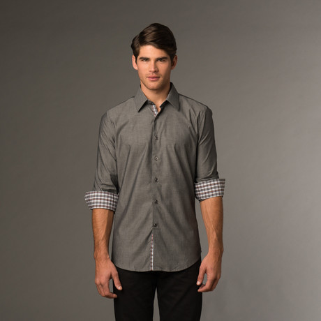 Slim Fit Button Up // Charcoal Gray (M)