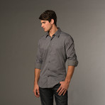 Slim Fit Button Up // Black & White Stripe (S)