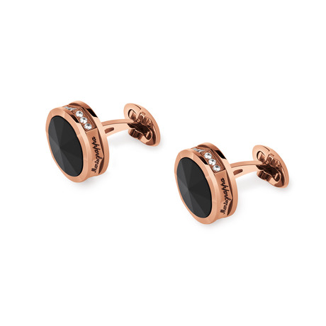 Nero Uno Steel Cufflinks // Rose Gold