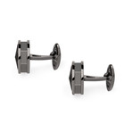 Nero Uno Steel Cufflinks // Onyx Inlay