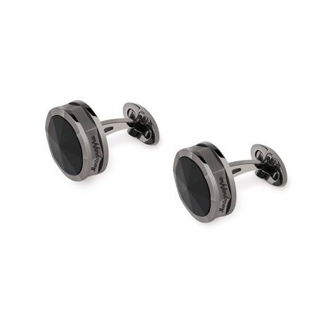 Nero Uno Steel Cufflinks // Onyx Inlay