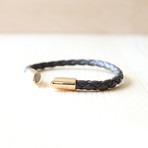 Leather Cuff with 18K Gold Detail (Dark Brown)