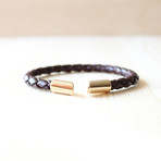 Leather Cuff with 18K Gold Detail (Dark Brown)