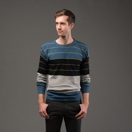 Crew Neck Sweater // Yellow Stripe (S)