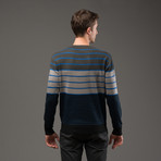 V-Neck Sweater // Blue Stripe (M)