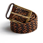 No Label Woven Belt // Brown + Tan (Medium 35")