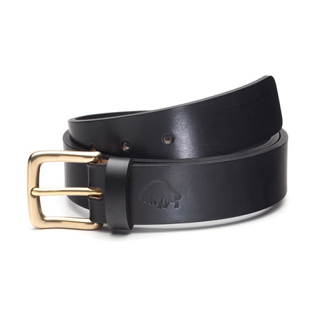 No. 1 English Bridle Leather Belt // Black + Brass Buckle (28")