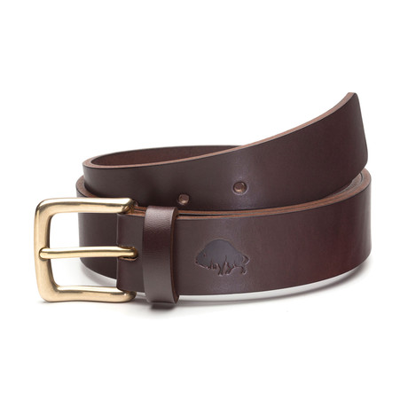 No. 1 English Bridle Leather Belt // Brown + Brass Buckle (28")
