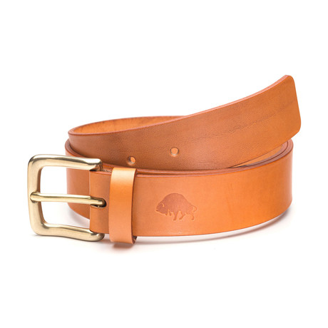 No. 1 English Bridle Leather Belt // Tan + Brass Buckle (28")
