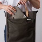 Double Coated Laptop Tote 130 // Waxed Canvas (Charcoal)
