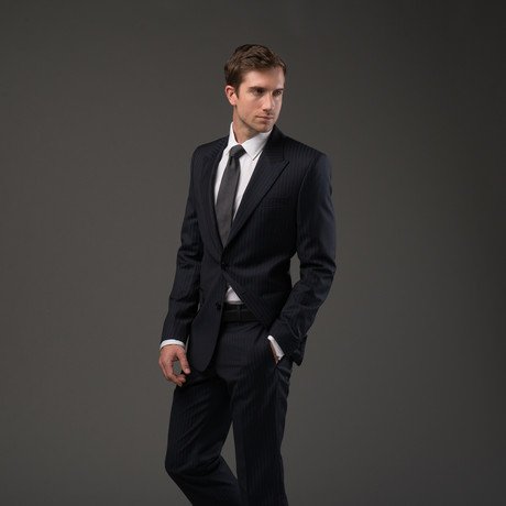 Versace Italian Wool Suit // Dark Blue Pinstripe (Euro: 48)