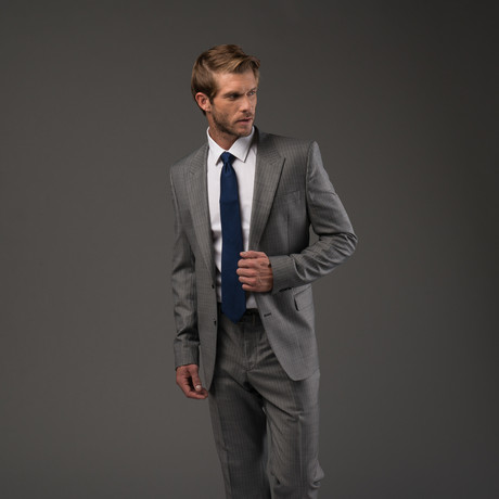 Versace Italian Wool Suit // Pastel Grey Pinstripe (Euro: 52)