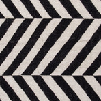 Flat-Weave Stripe Pattern Wool // Black & Ivory (2'L x 3'W)