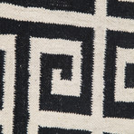 Flat-Weave Geometric Pattern Wool // Ivory & Black (5'L x 8'W)