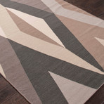 Flat-Weave Geometric Pattern Wool // Gray & Taupe (2'L x 3'W)