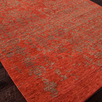 Hand-Knotted Abstract Pattern Wool // Red & Brown