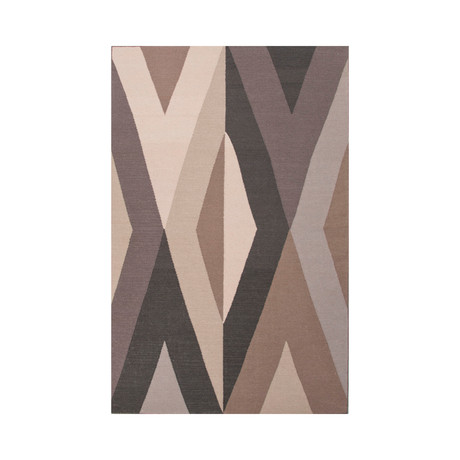 Flat-Weave Geometric Pattern Wool // Gray & Taupe (2'L x 3'W)