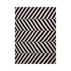 Flat-Weave Stripe Pattern Wool // Black & Ivory (2'L x 3'W)