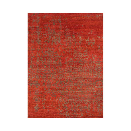 Hand-Knotted Abstract Pattern Wool // Red & Brown