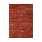 Hand-Tufted Abstract Pattern Wool/Art Silk // Red & Brown (2'L x 3'W)